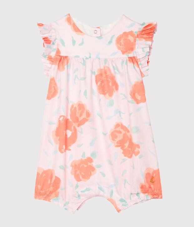 Mono corto de sat&eacute;n estampado para beb&eacute; ni&ntilde;a rosa/multicolor