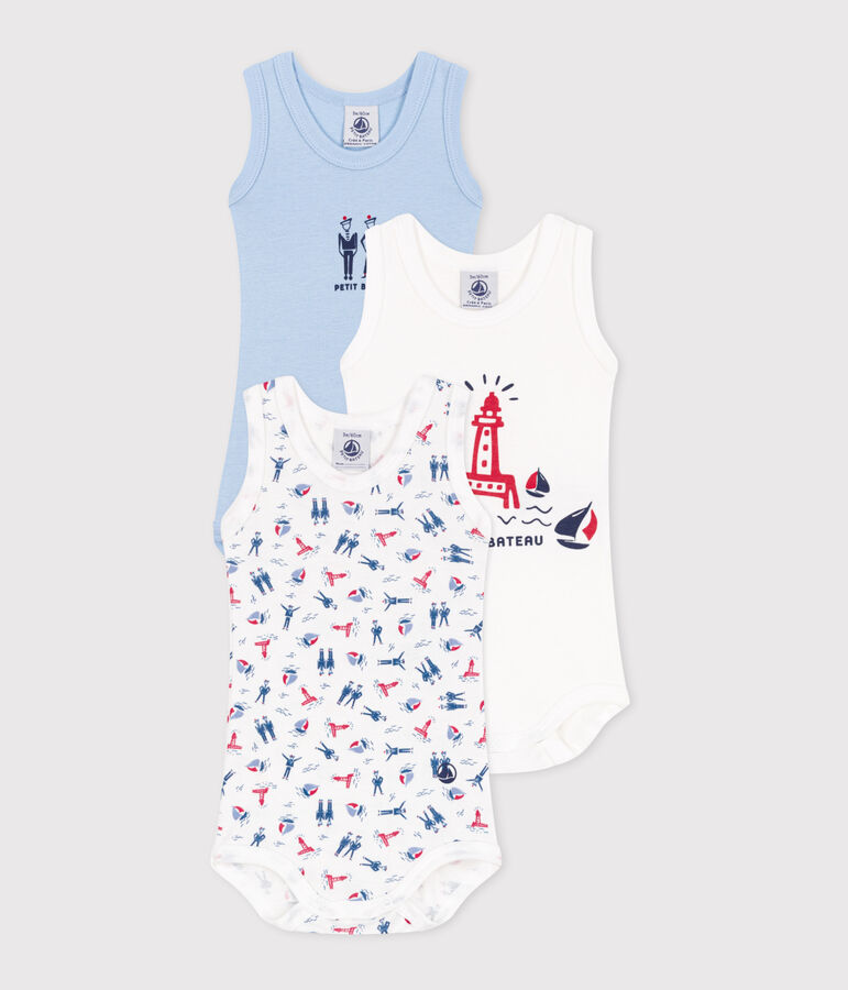 Juego de 3 bodis de algod&oacute;n sin mangas para beb&eacute; multicolor