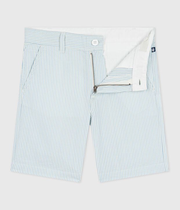 Bermudas cortas infantiles de algod&oacute;n a rayas azul/azul