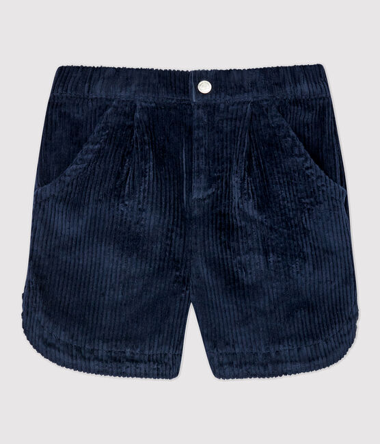 Pantalón corto de terciopelo de niña azul SMOKING