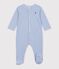 Pijama de algod&oacute;n milrayas para beb&eacute; azul/blanco