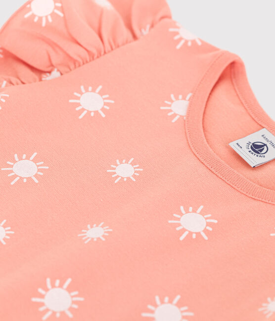 Camiseta infantil de manga corta de algodón con estampado naranja ABRICOT/ MARSHMALLOW