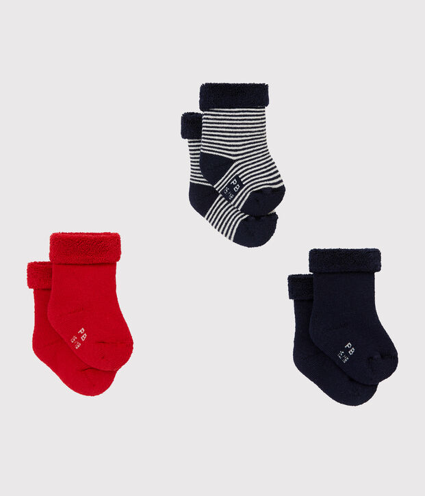 Lote de tres pares de calcetines mixtos de beb&eacute; multicolor