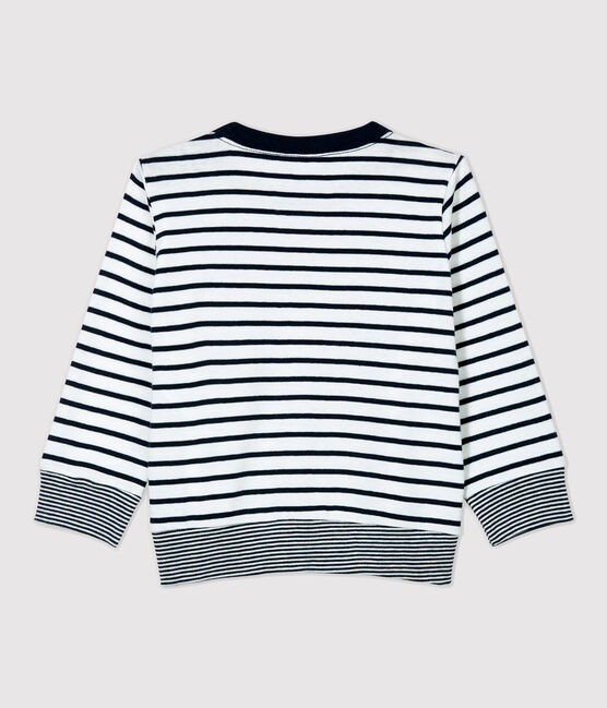 Camiseta de algodón de bebé. blanco MARSHMALLOW/azul SMOKING