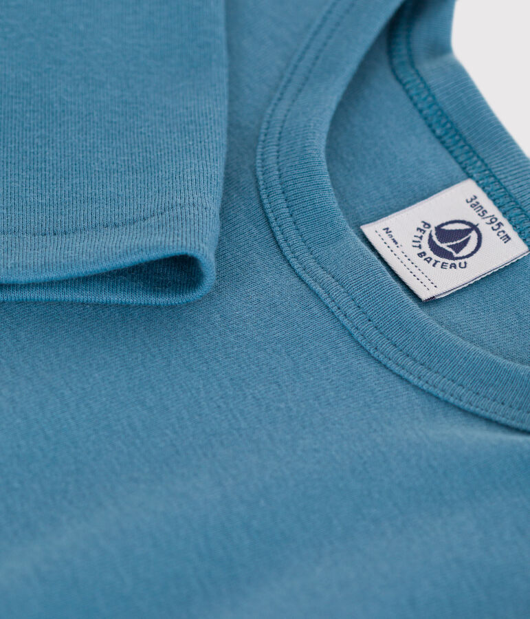 Camiseta de manga larga de algod&oacute;n azul