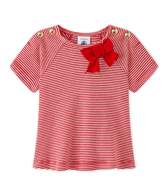 Camiseta para bebé niña a rayas rojo TERKUIT/blanco MARSHMALLOW