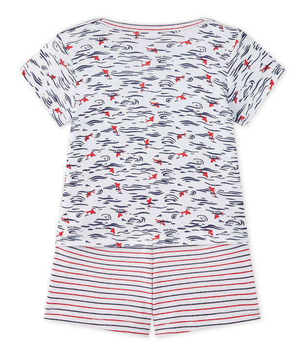 Pijama corto de dos piezas para beb&eacute; ni&ntilde;o blanco/multicolor