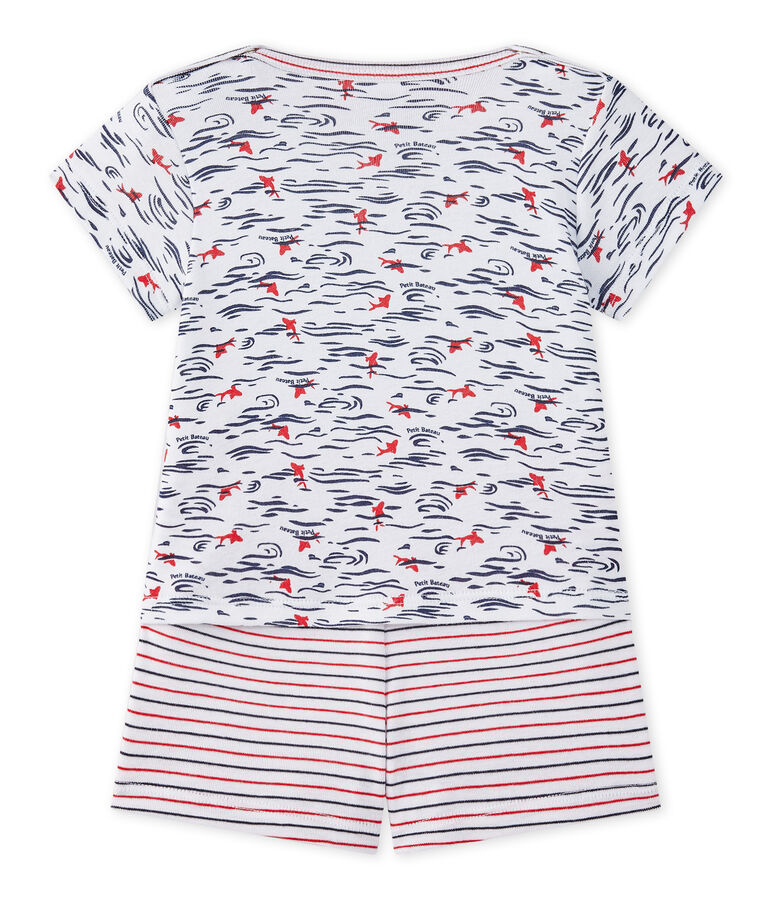 Pijama corto de dos piezas para beb&eacute; ni&ntilde;o blanco/multicolor