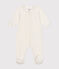 Pijama de terciopelo para bebé blanco MARSHMALLOW/gris GRIS