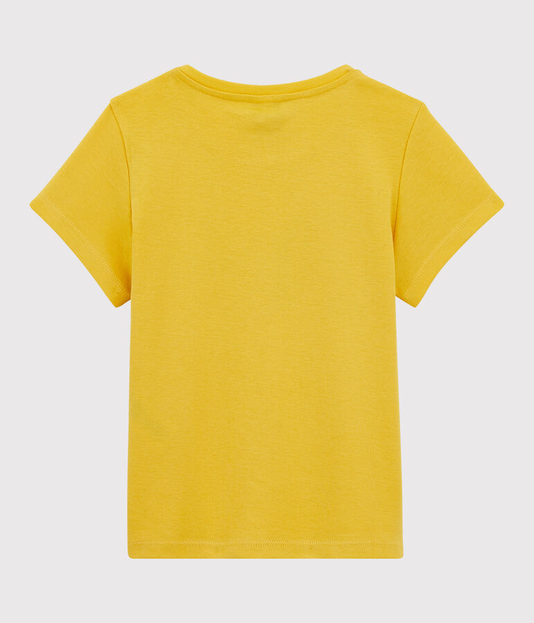 Camiseta de manga corta de algod&oacute;n de ni&ntilde;a amarillo