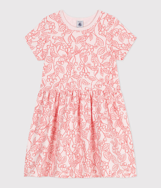 Vestido infantil de algodón estampado de manga corta rosa FLEUR/ SPI