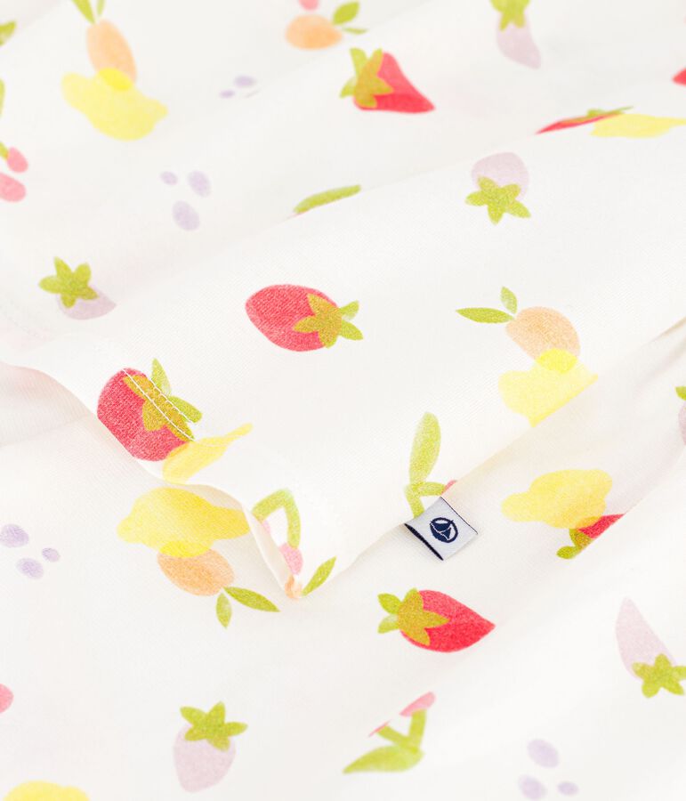 Pijama corto infantil de algod&oacute;n con estampado de frutas blanco/multicolor