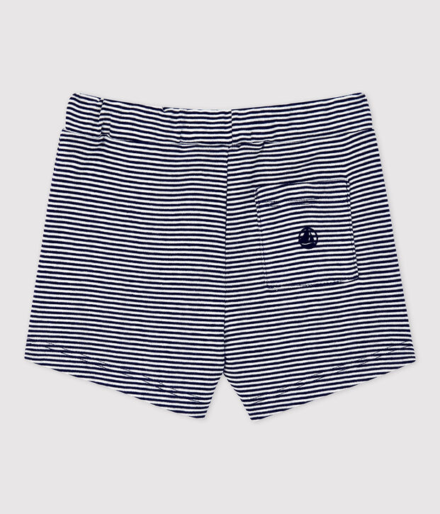 Shorts milrayas de algod&oacute;n ecol&oacute;gico para beb&eacute; azul/blanco