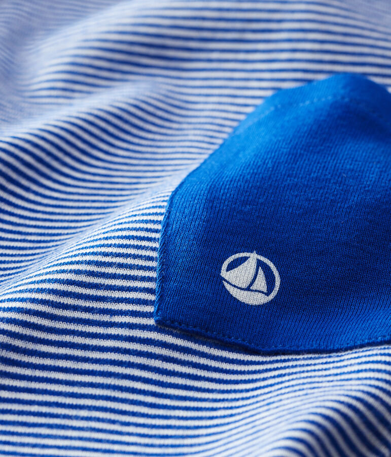 Mono corto de canal&eacute; de rayas de beb&eacute; ni&ntilde;o azul/blanco