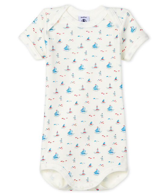 Bodi de manga corta con estampado marinero para bebé blanco MARSHMALLOW/blanco MULTICO
