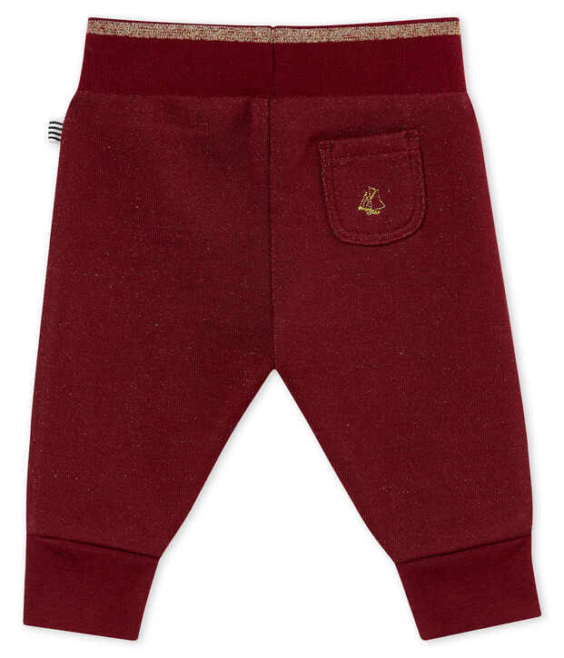 Pantal&oacute;n en mulet&oacute;n brillante para beb&eacute; ni&ntilde;a rojo/amarillo
