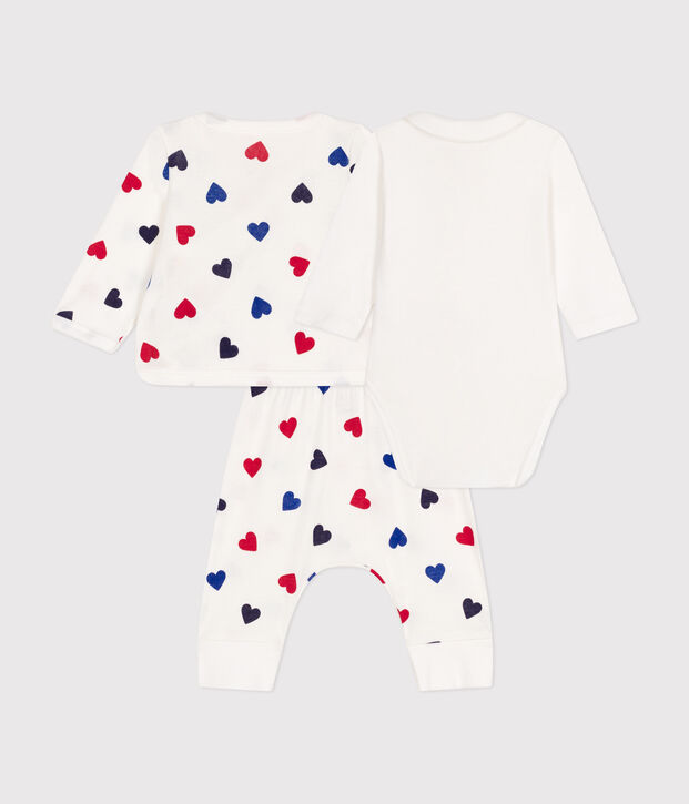 Conjunto de 3 piezas de algod&oacute;n para beb&eacute; blanco/multicolor