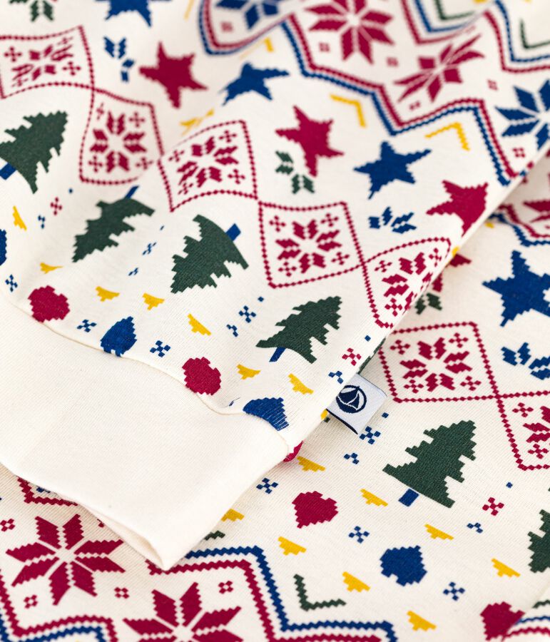Pijama de algod&oacute;n con estampado de Navidad para mujer crudo/multicolor