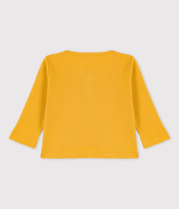 C&aacute;rdigan de algod&oacute;n y lyocell de beb&eacute; amarillo