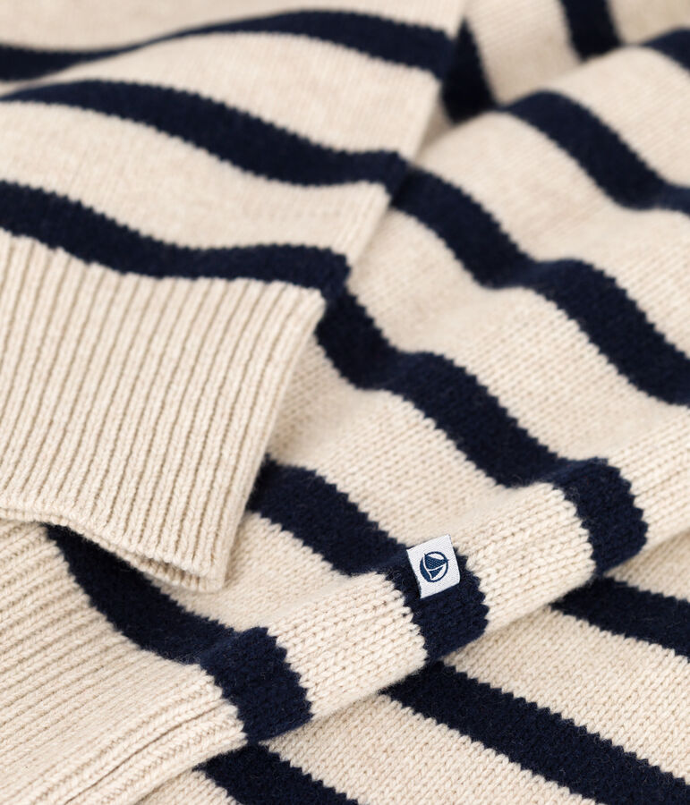 Jersey marinero de lana para mujer crudo/azul