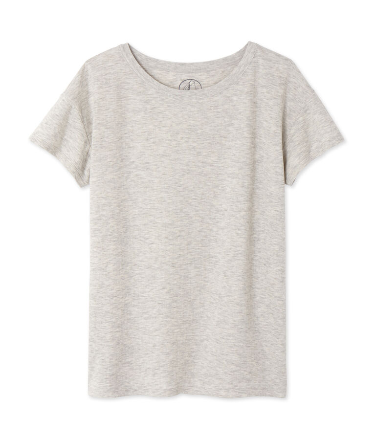 Camiseta maxi para mujer en t&uacute;bico extrafino chin&eacute; gris BELUGA CHINE