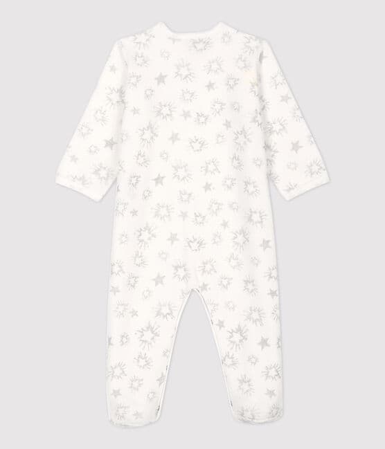 Pelele de bebé con estampado de estrellas de terciopelo blanco MARSHMALLOW/gris ARGENT