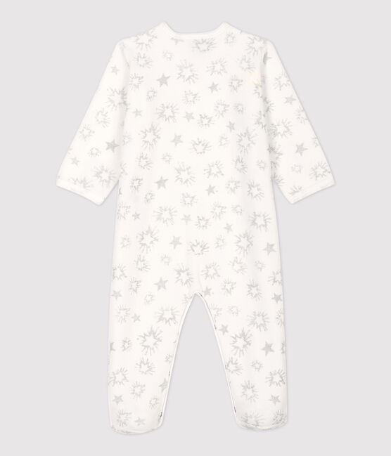 Pelele de bebé con estampado de estrellas de terciopelo blanco MARSHMALLOW/gris ARGENT
