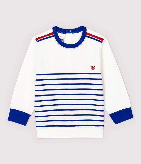 Sudadera de punto de rayas de bebé niño blanco MARSHMALLOW/azul SURF