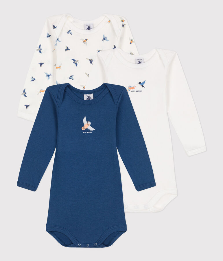 Juego de 3 bodys de algod&oacute;n de manga larga para beb&eacute; multicolor