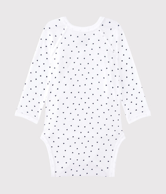 Body de nacimiento de manga larga estampado para bebé niña blanco ECUME/azul MEDIEVAL