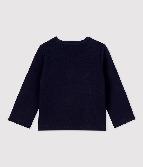 Cárdigan liso de jersey grueso orgánico para bebé azul SMOKING