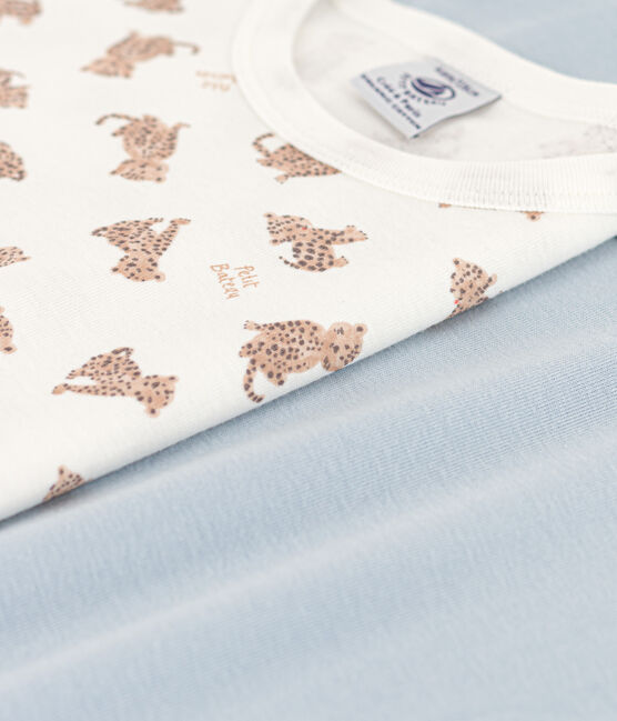 Juego de 2 camisetas de algodón de manga corta con leopardos para niño variante 1
