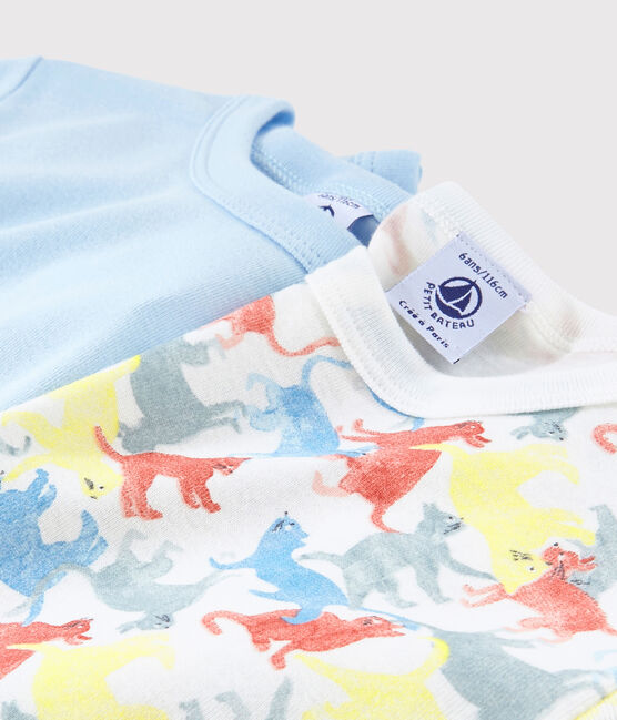 Lote de 2 camisetas de manga corta con estampado de gatos de algodón ecológico de niño variante 1