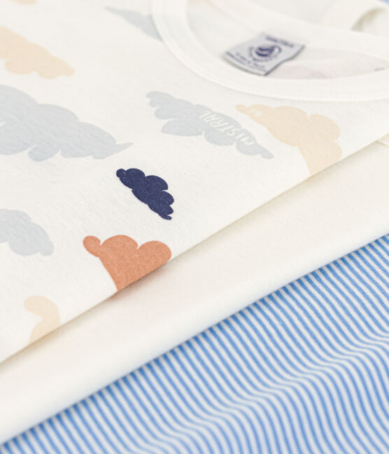 Juego de 3 camisetas de algodón de manga corta con nubes para niño variante 1