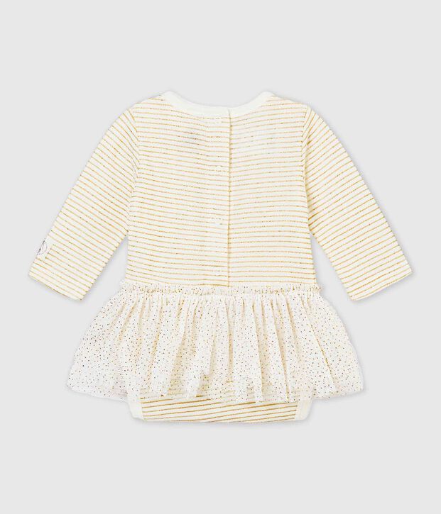 Body vestido para beb&eacute; ni&ntilde;a blanco/amarillo