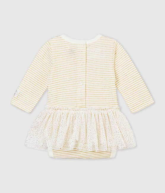 Body vestido para bebé niña blanco MARSHMALLOW/amarillo DORE