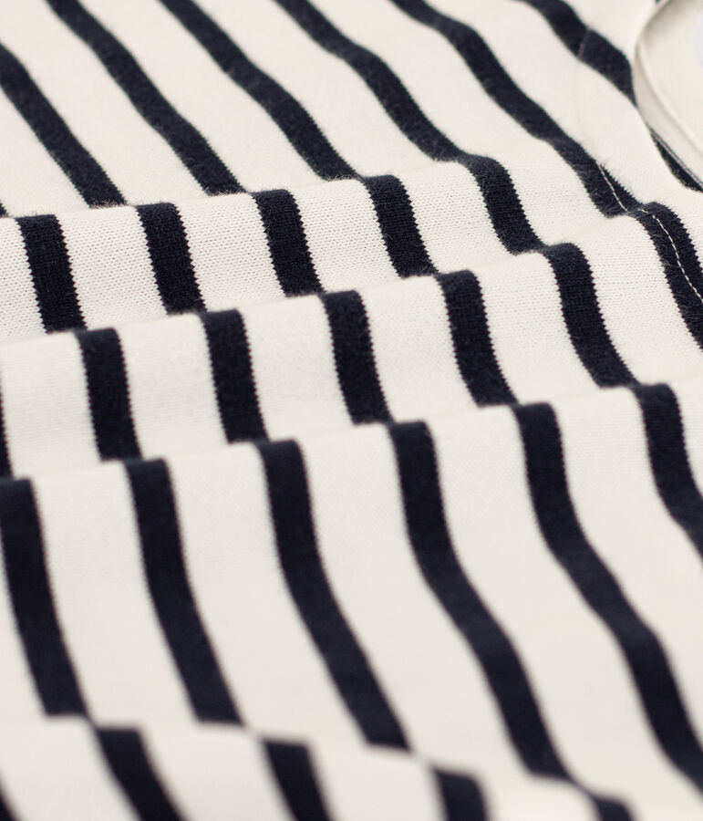 Camiseta de manga corta de algod&oacute;n a rayas para ni&ntilde;a blanco/azul