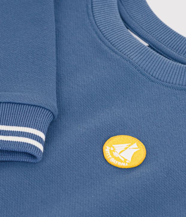 Sudadera infantil lisa de algod&oacute;n azul