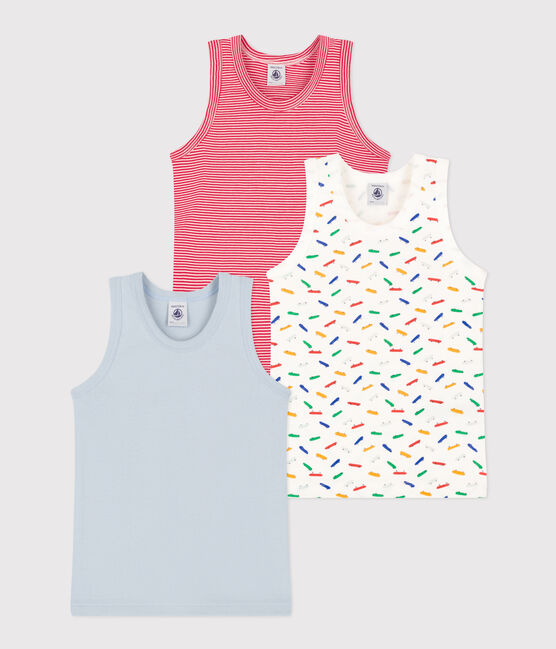 Juego de 3 camisetas infantiles de algodón sin mangas con motivo de patinete variante 1