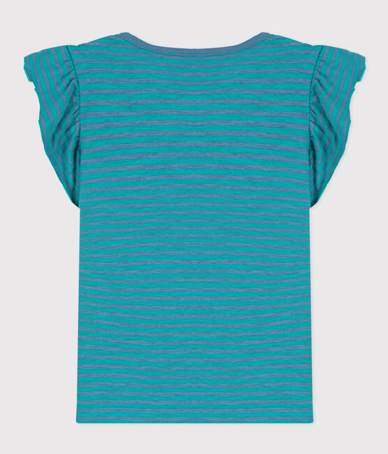 Camiseta de algodón a rayas para niña verde LAVIS/azul VERDE