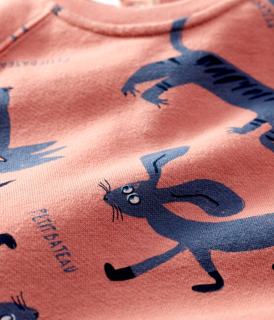 Sudadera con estampado de animales de muletón de bebé rosa PAPAYE/ MULTICO