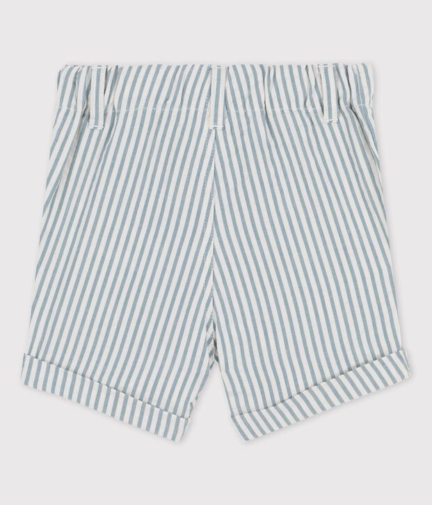 Shorts a rayas de tejido milrayas de beb&eacute; verde/blanco