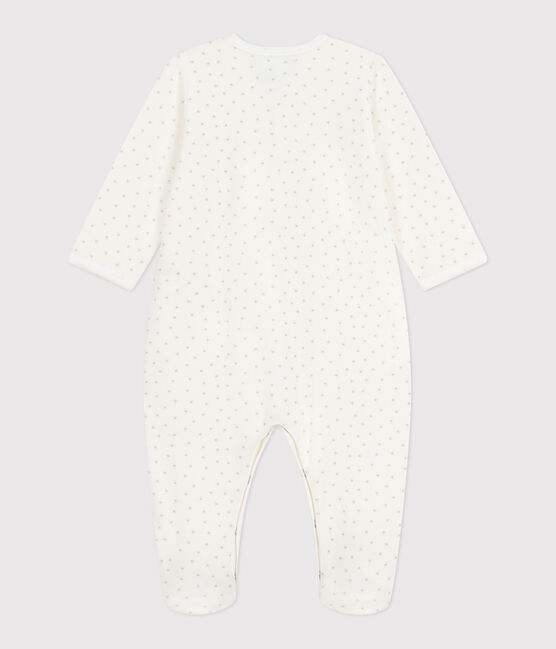 Pijama de terciopelo con estampado de corazones para bebé blanco MARSHMALLOW/blanco MISTIGRI