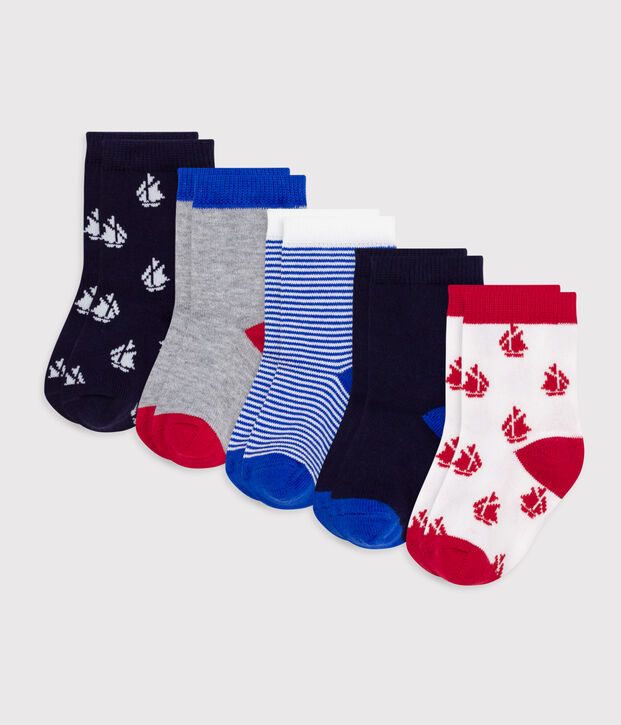 5 pares de calcetines con estampado de barcos para beb&eacute; multicolor