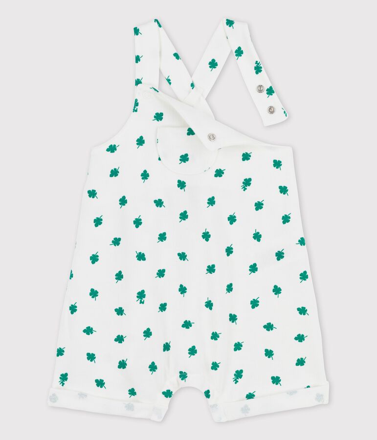 Peto corto con estampado vegetal de mulet&oacute;n ecol&oacute;gico de beb&eacute; blanco/verde