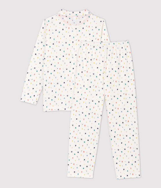 Pijama con estampado de letras multicolores de niño de algodón orgánico blanco MARSHMALLOW/blanco MULTICO