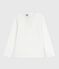 Camiseta infantil lisa de algodón de manga larga blanco MARSHMALLOW
