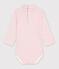 Body de algod&oacute;n con cuello vuelto a rayas para beb&eacute; rosa/rosa