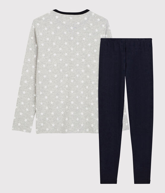 Pijama con estampado de estrellas de niño de algodón gris BELUGA/blanco MARSHMALLOW