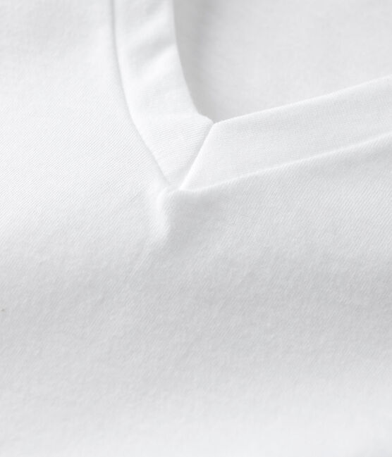 La camiseta RECTA de algodón con cuello de pico para mujer blanco ECUME